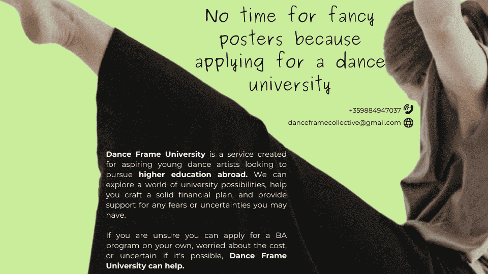 Education Agent (Service) – Assisting Young Dance Artists In Their Journey To Higher Education
